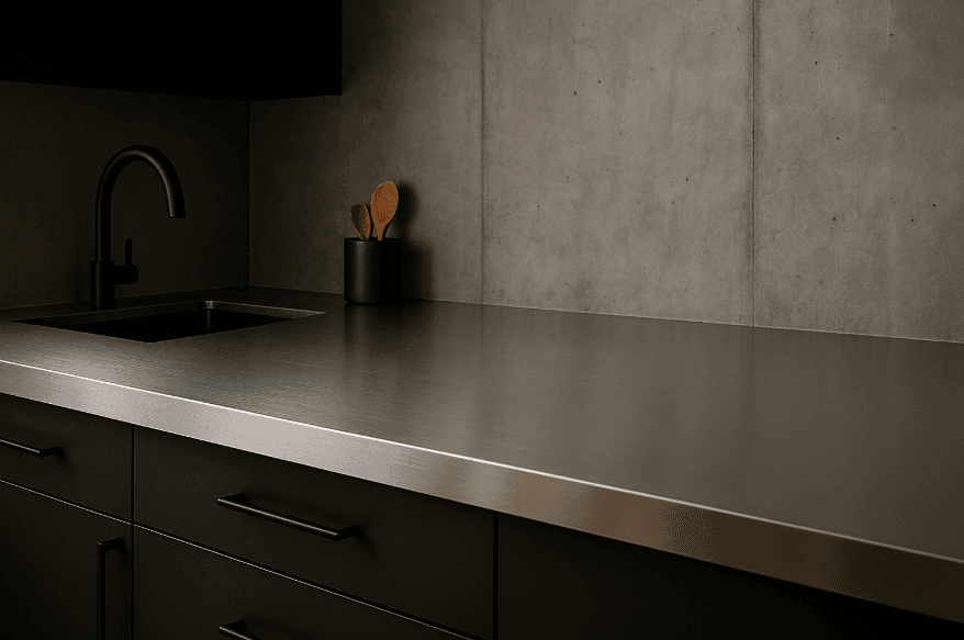 stainless steel kitchen countertops | best kitchen countertop material | Renovate Ease kitchen and bathroom remodel Utah